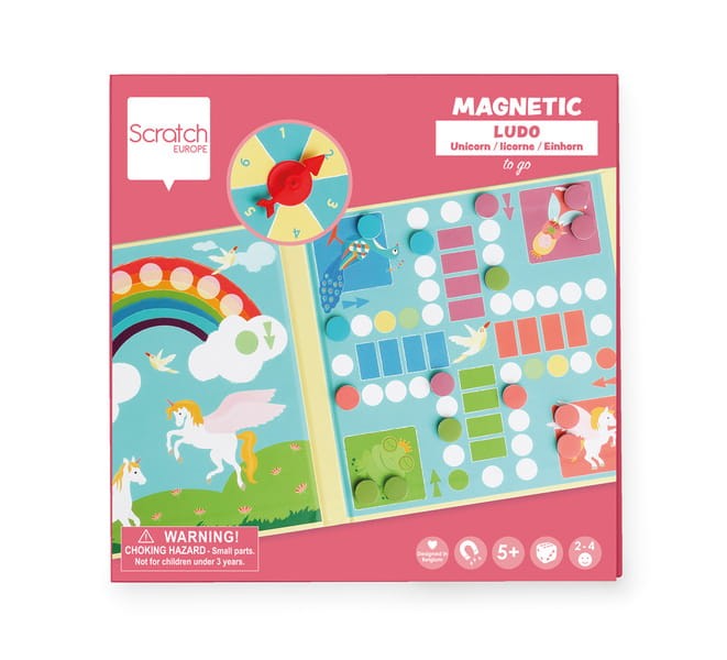 Magnetyczna gra podróżna Chińczyk ze spinnerem - Jednorożce Scratch