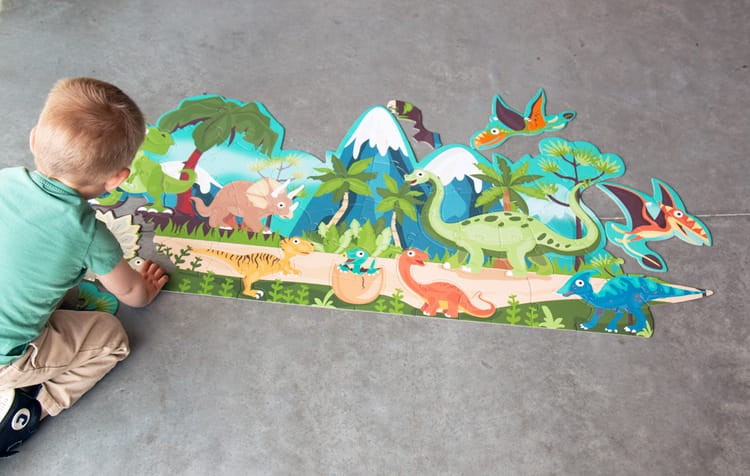 Puzzle 2 w 1 podłogowe i pierwsze puzzle - Dinozaury 80 el. Scratch