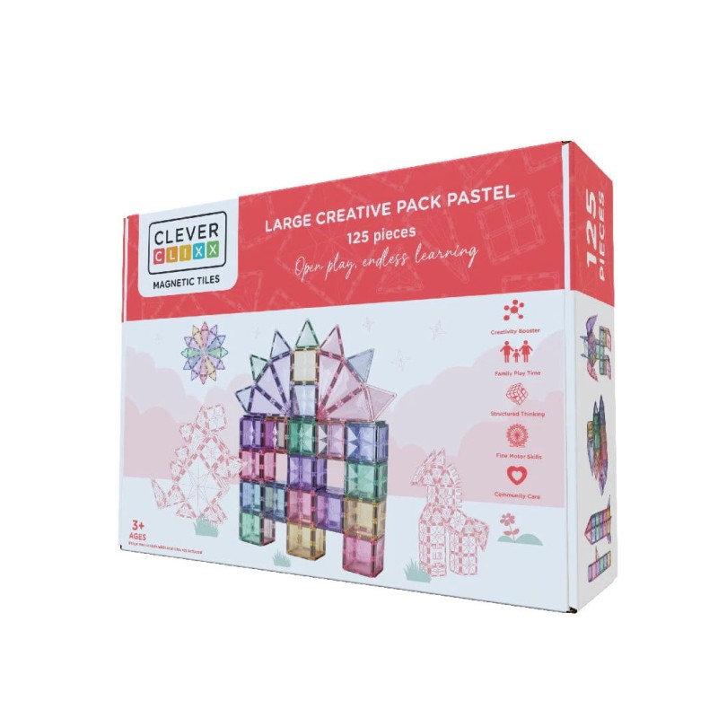 Klocki magnetyczne Large Creative Pack Pastel - 125 el.  Cleverclixx