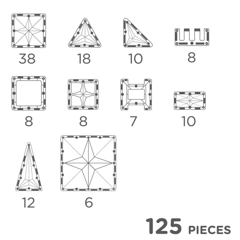 Klocki magnetyczne Large Creative Pack Pastel - 125 el.  Cleverclixx