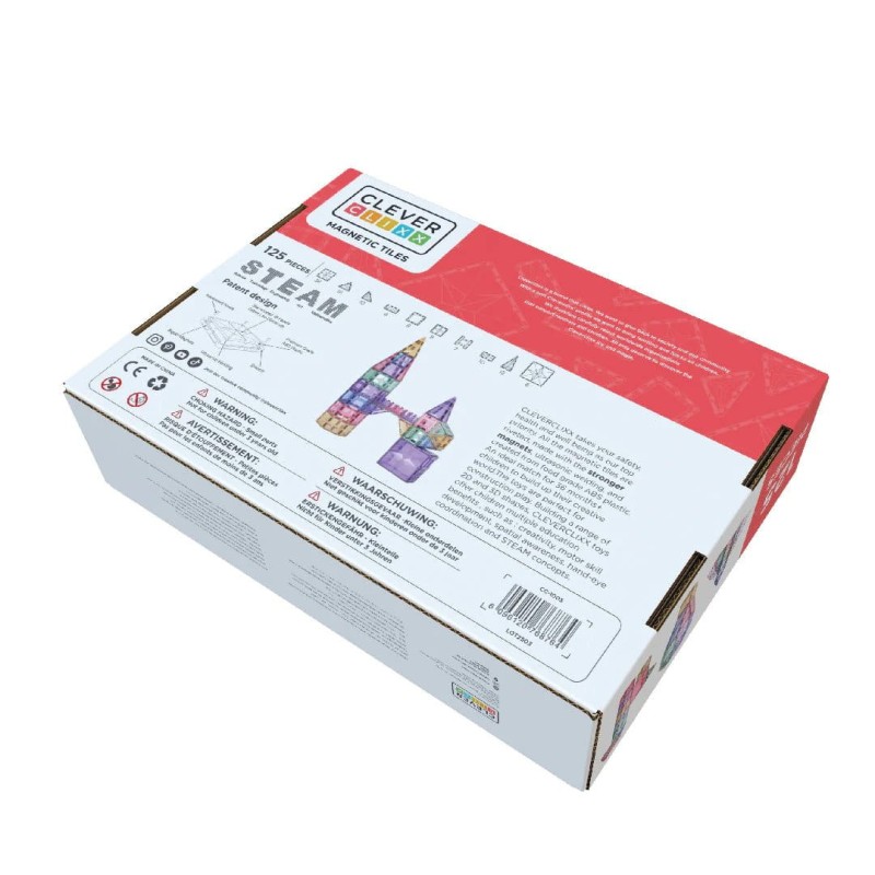 Klocki magnetyczne Large Creative Pack Pastel - 125 el.  Cleverclixx