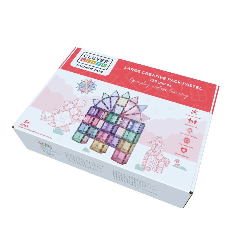 Klocki magnetyczne Large Creative Pack Pastel - 125 el.  Cleverclixx