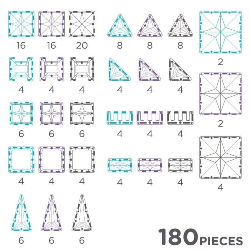 Klocki magnetyczne Mega Ice Crystal Pack - 180 el.  Cleverclixx
