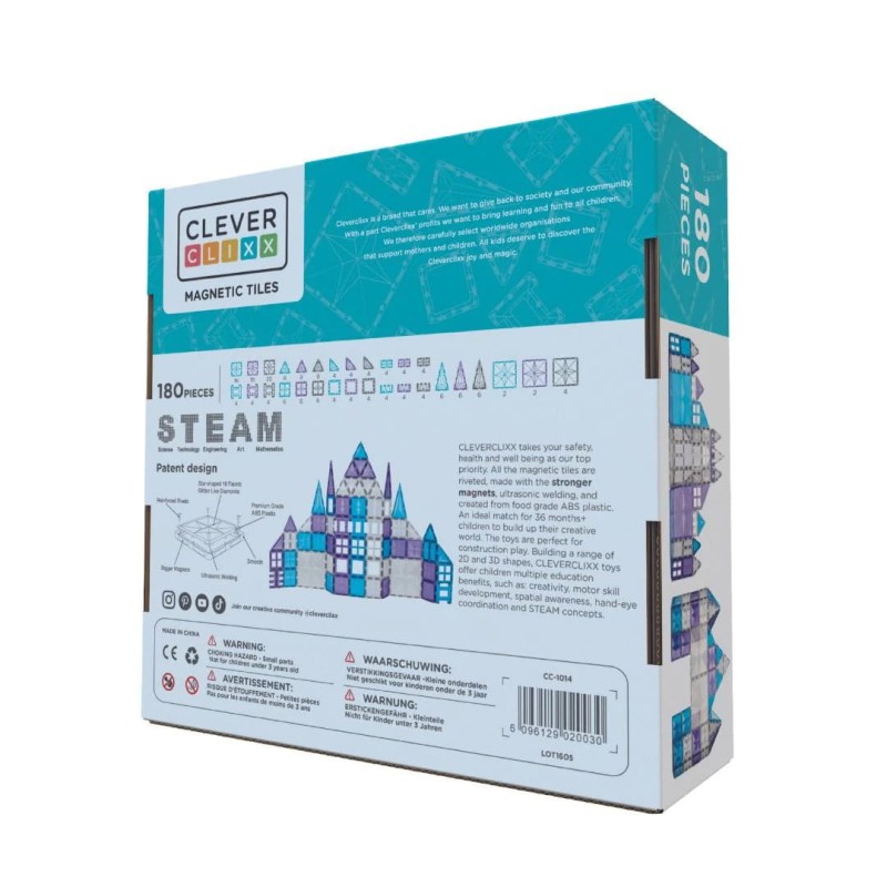 Klocki magnetyczne Mega Ice Crystal Pack - 180 el.  Cleverclixx