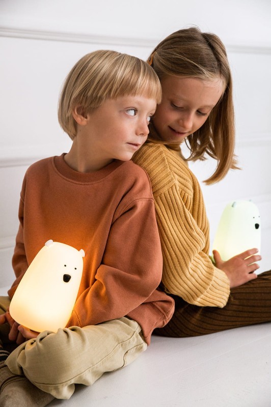 Miś Duży Lampka Silikonowa Biała Rabbit & Friends