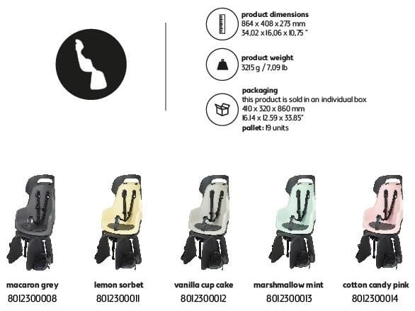 Fotelik rowerowy Bobike GO bagażnik MIK HD Macaron Grey