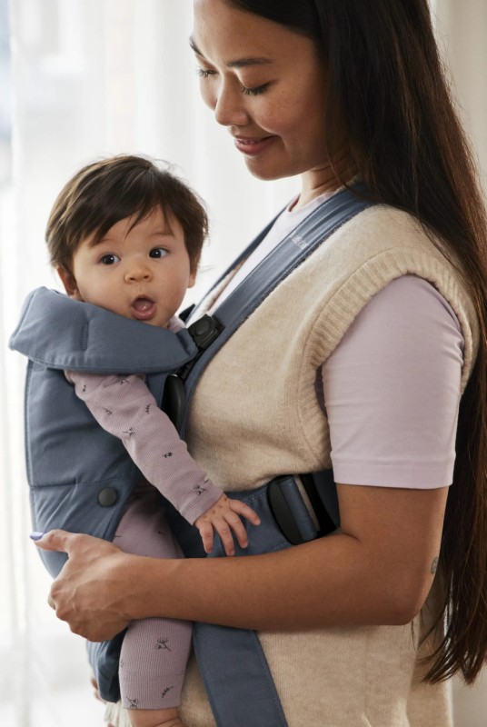 BABYBJORN MINI Woven – nosidełko, Niebieski / Vintage Indigo