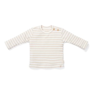 T-shirt z długim rękawem Stripe Sand/White 68 cm Little Dutch
