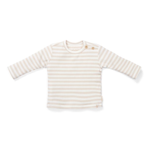 T-shirt z długim rękawem Stripe Sand/White 68 cm Little Dutch