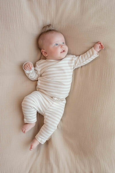 T-shirt z długim rękawem Stripe Sand/White 68 cm Little Dutch