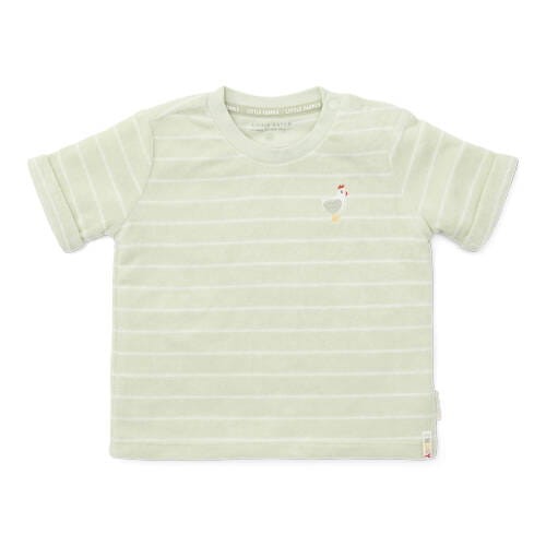 T-shirt frotte z krótkim rękawem Farm Green Stripes 86 Little Dutch