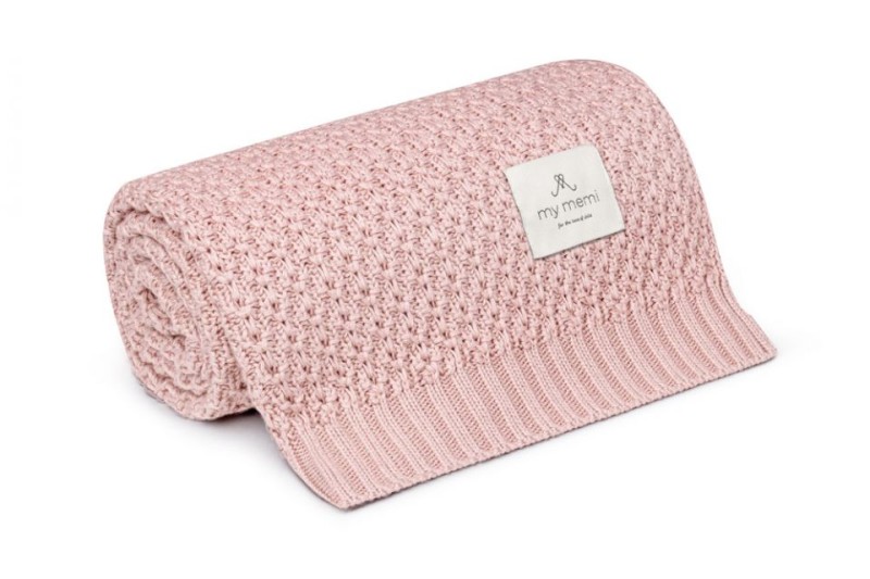 Bambusowy kocyk powder pink 80x100 - chain my memi
