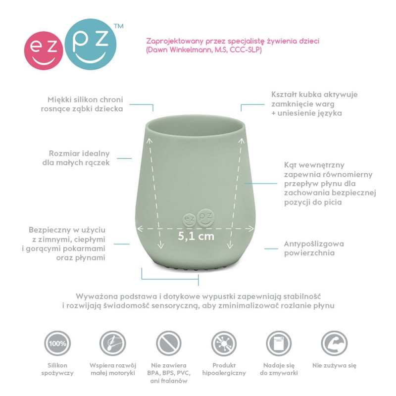 Silikonowy kubeczek Tiny Cup 60 ml pastelowa zieleń EZPZ