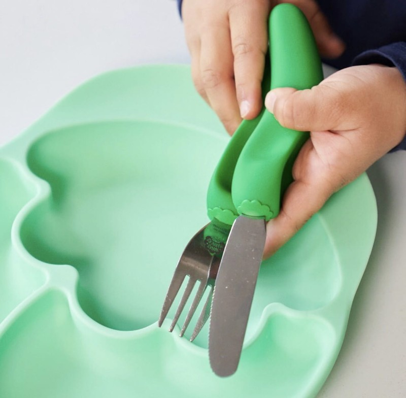 Sztućce widelec łyżka Etap 3 Green Nana's Manners
