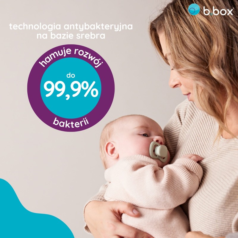 Smoczek symetryczny silikonowy 0-6m 2 szt. szałwia/wanilia b.box