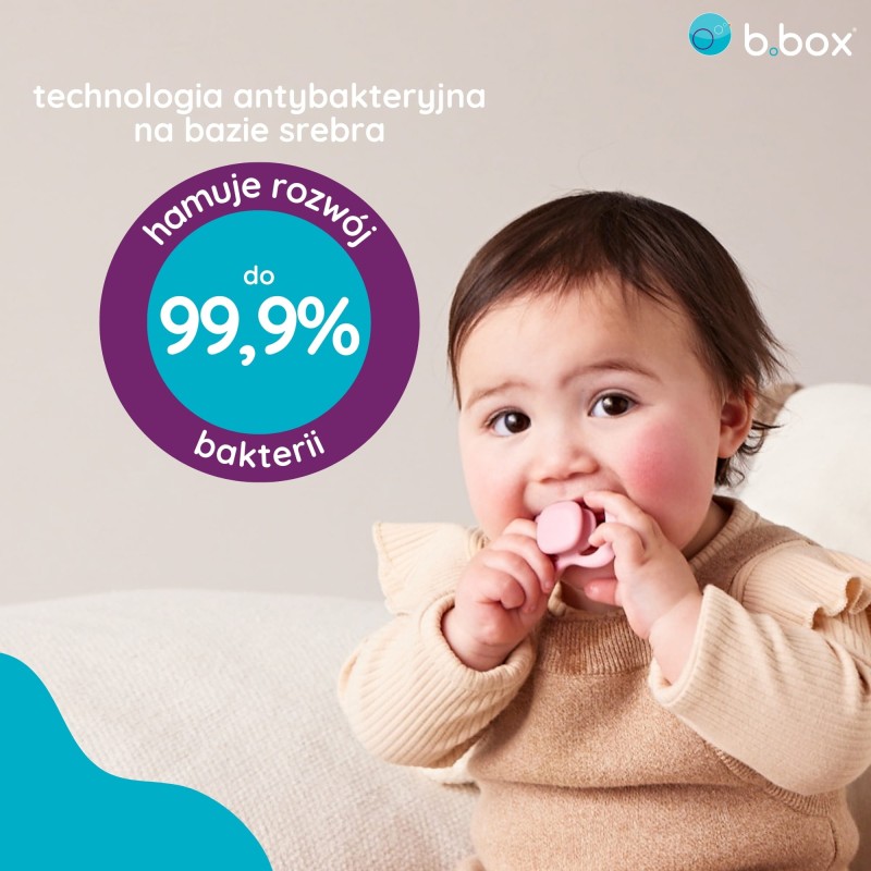 Smoczek symetryczny silikonowy 6m+ 2 szt. jagoda/róż b.box
