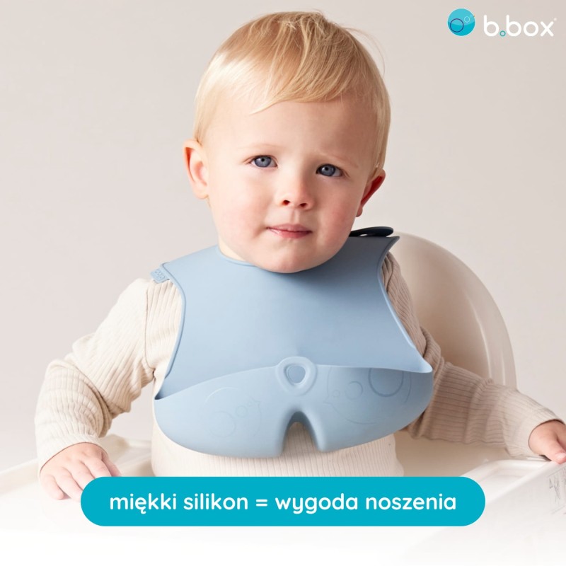 Śliniak zwijany z otwartą kieszonką niebieski b.box