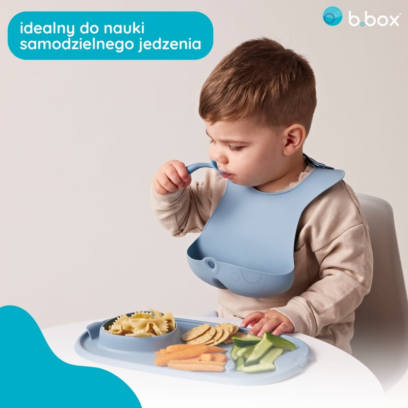 Śliniak zwijany z otwartą kieszonką niebieski b.box