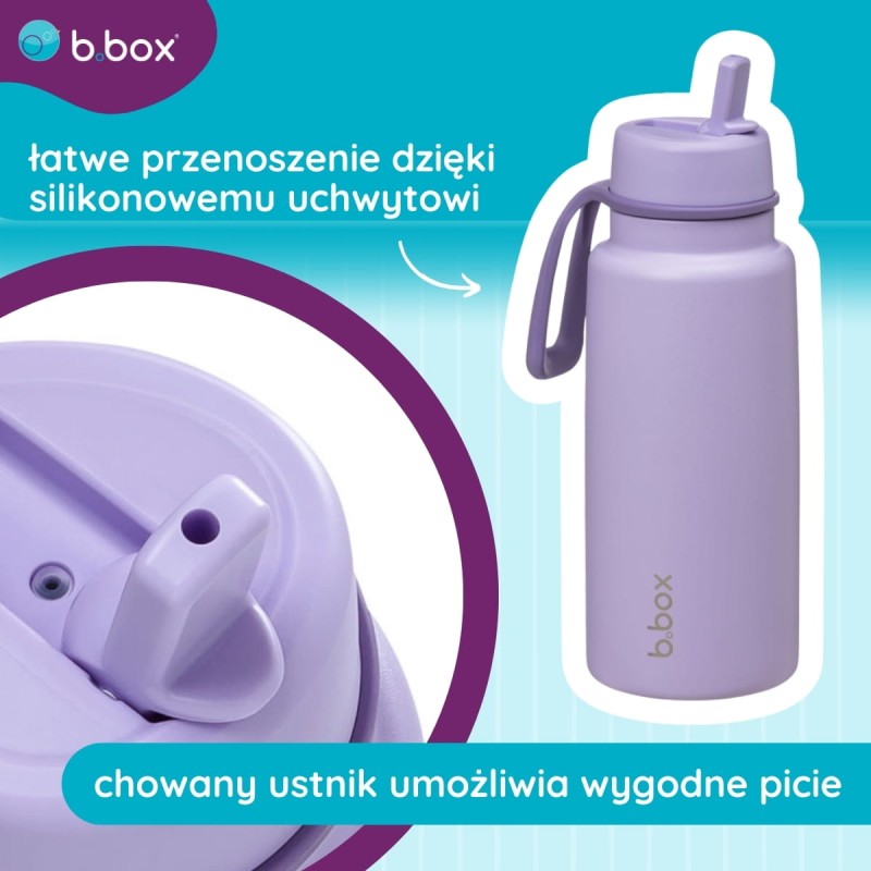 Butelka termiczna ze składanym ustnikiem termos ze stali nierdzewnej 1l Lilac Love b.box