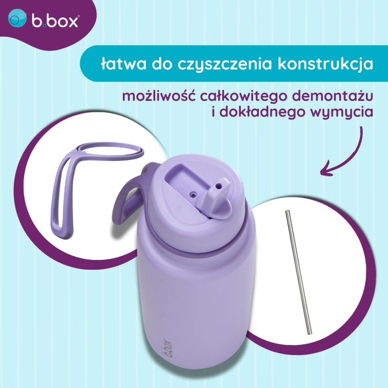 Butelka termiczna ze składanym ustnikiem termos ze stali nierdzewnej 1l Lilac Love b.box