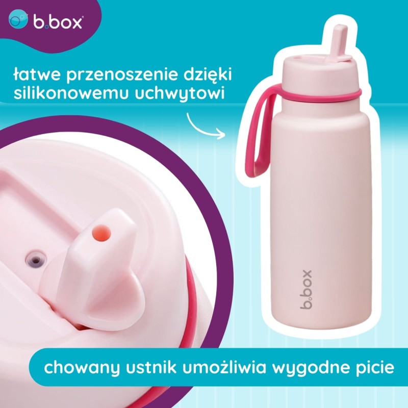 Butelka termiczna ze składanym ustnikiem termos ze stali nierdzewnej 1l Pink Paradise b.box