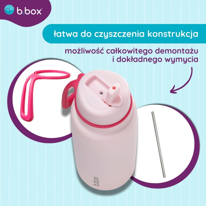 Butelka termiczna ze składanym ustnikiem termos ze stali nierdzewnej 1l Pink Paradise b.box