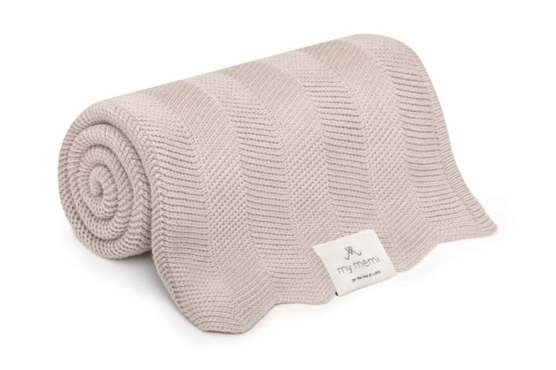 Bambusowy kocyk light beige 80x100 - jodełka my memi (outlet)