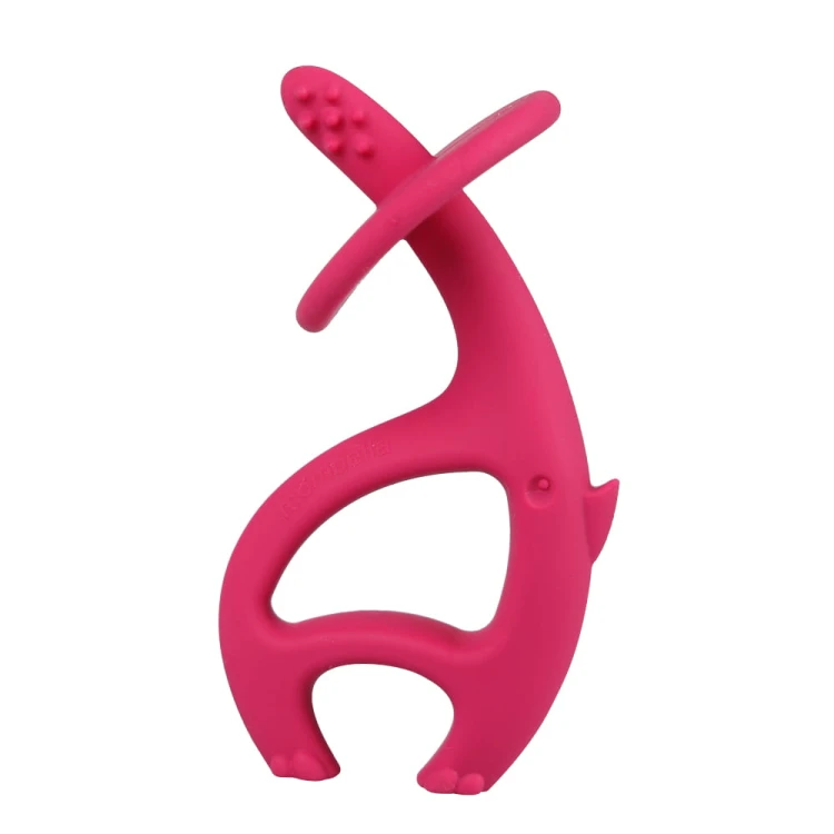 Gryzak silikonowy słoń Dancing Elephant Dark Pink Mombella 002.jpg