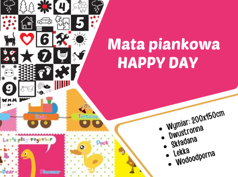 Mata piankowa dla niemowlaka składana 150x200 cm Happy Day Bocioland