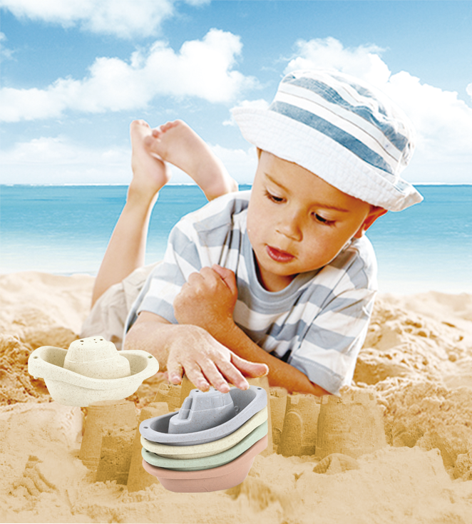 Pastelowe stateczki łódki przelewajki do kąpieli - Zestaw 6 sztuk Bocioland