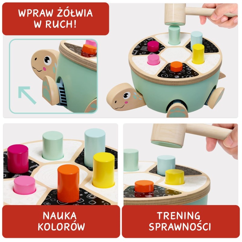 Gra motoryczna Żółw Drewniana wbijanka 18m+ TOPBRIGHT