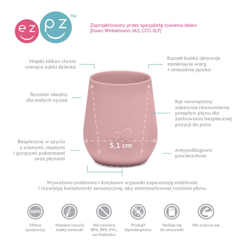 Silikonowy kubeczek Tiny Cup 60 ml pastelowy róż EZPZ