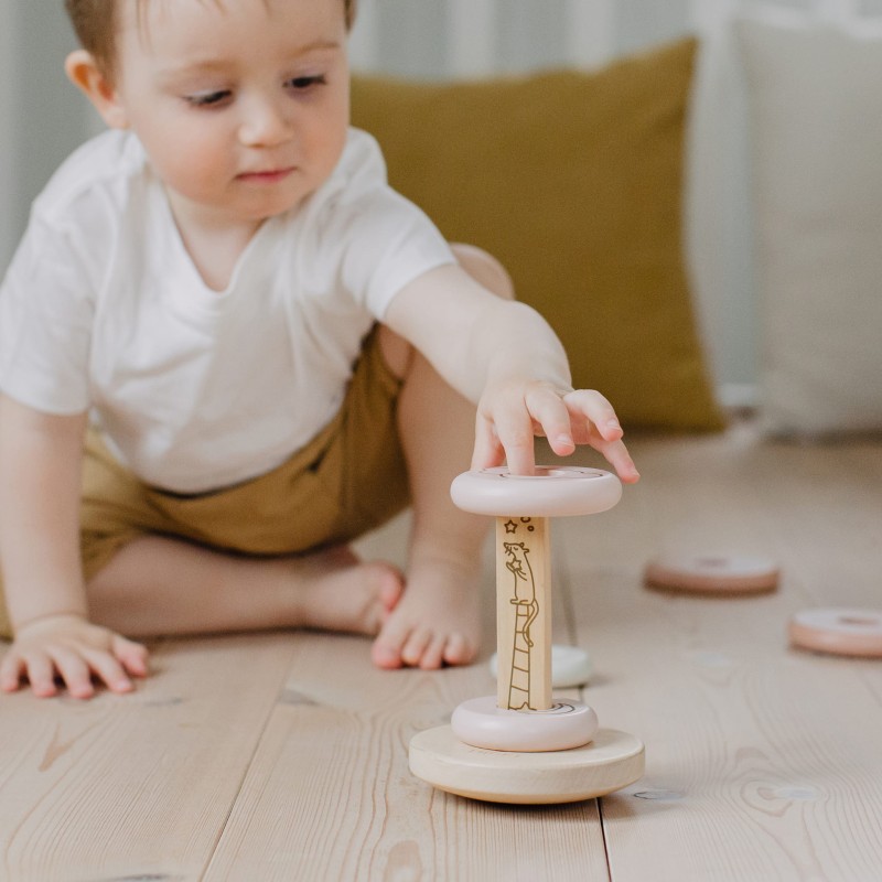 Nakładanka drewniana Micki różowa