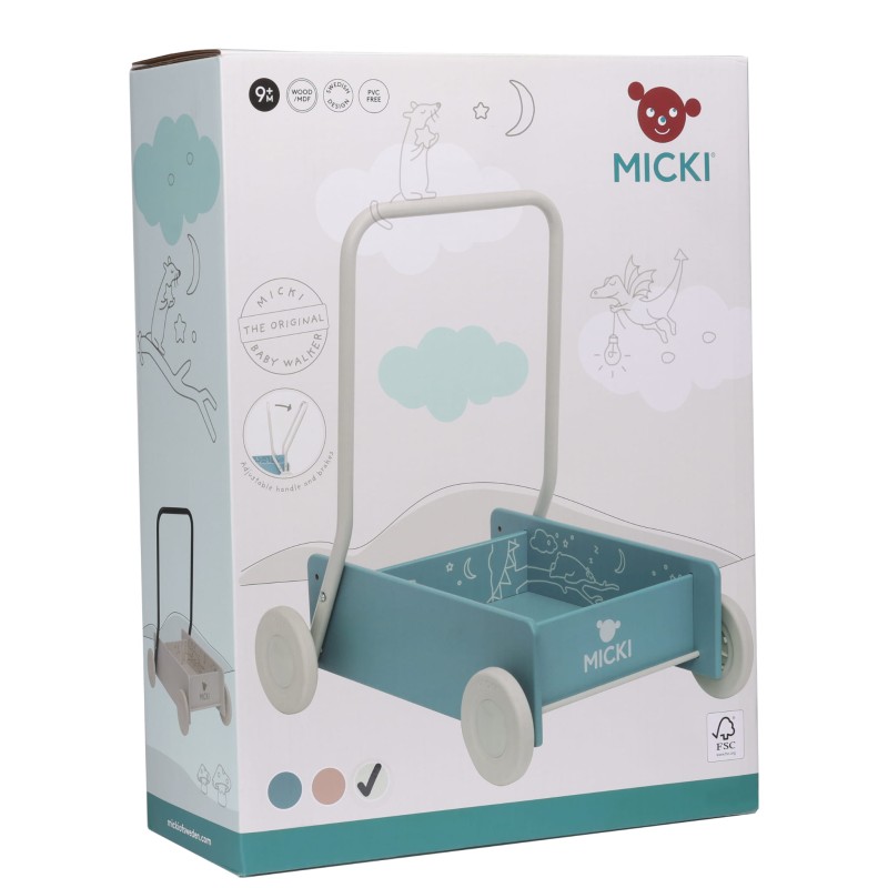 Chodzik Pchacz Drewniany Niebieski Micki