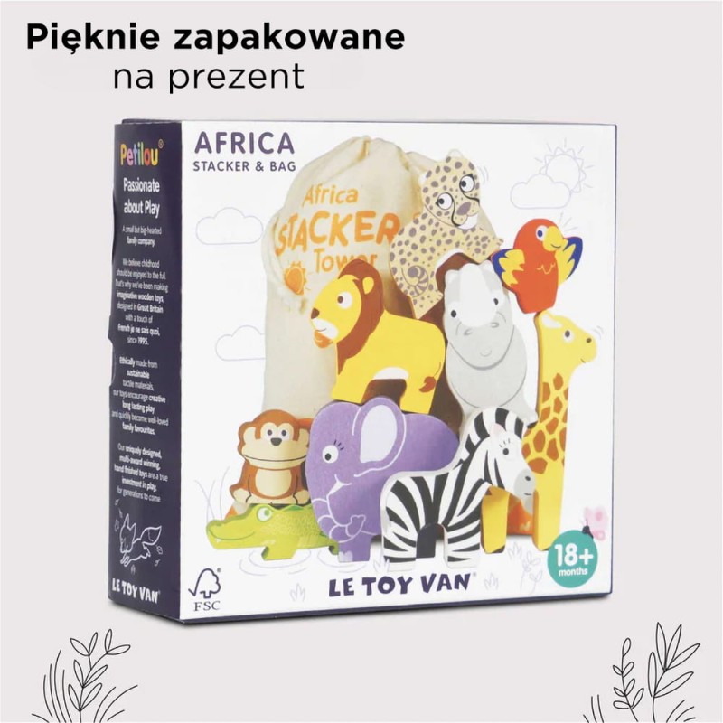 Układanka ze zwierzątkami afrykańskimi w woreczku Le Toy Van
