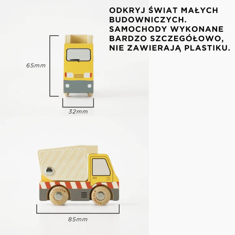 Zestaw samochodów budowlanych z drewna Le Toy Van