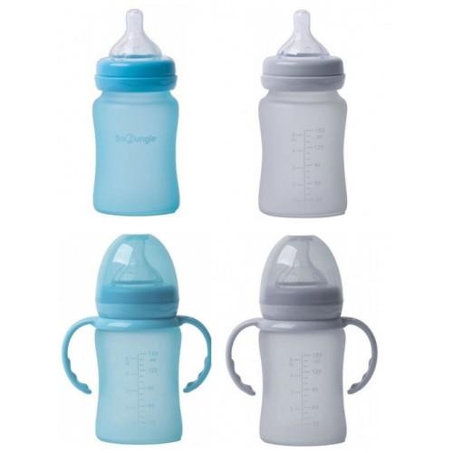 Thermo Butelka 240ml szkło/silikon Turkus Bo Jungle