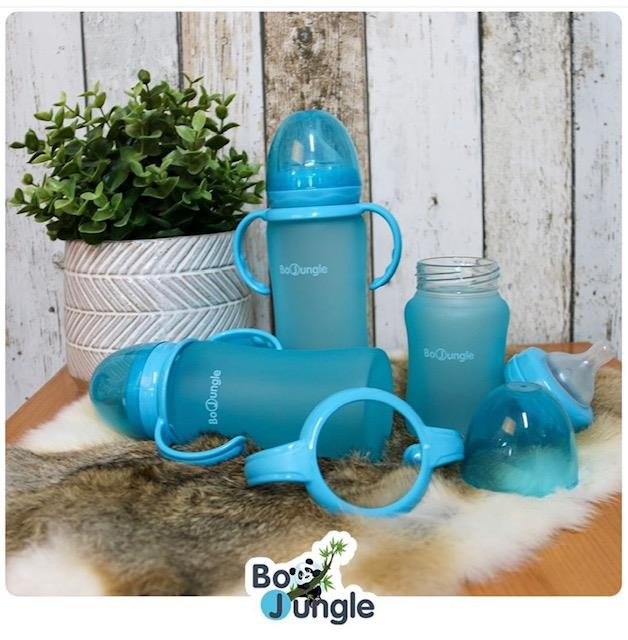 Thermo Butelka 240ml szkło/silikon Turkus Bo Jungle