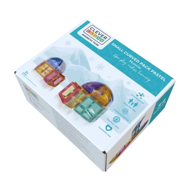 Klocki magnetyczne Small Curved Pack Pastel - 34 el. Cleverclixx