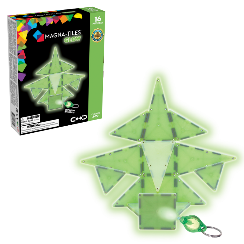 Klocki Magnetyczne Świecące w Ciemności Glow 16 el. MAGNA-TILES
