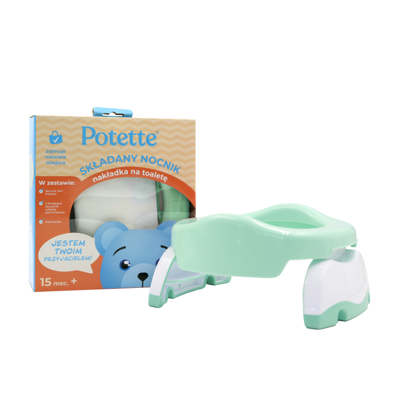 Nocnik dla dziecka i nakładka na toaletę 2w1 miętowo-biały Potette Plus