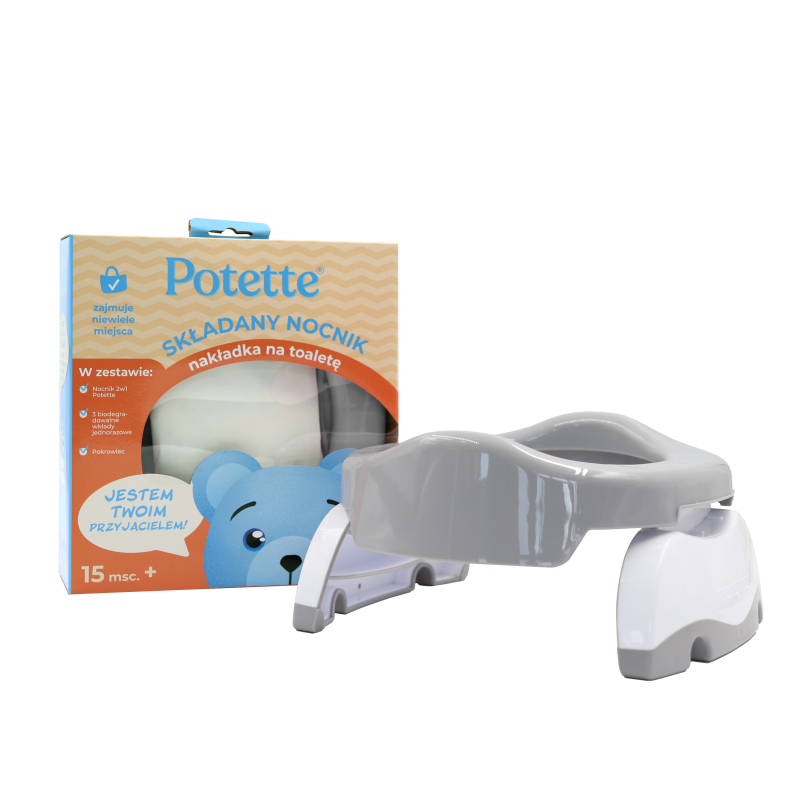 Nocnik dla dziecka i nakładka na toaletę 2w1 szaro-biały Potette Plus