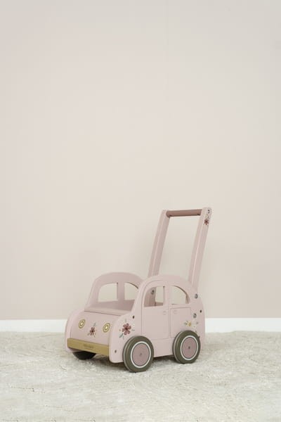 Wózeczek drewniany na zabawki Pink FSC Little Dutch