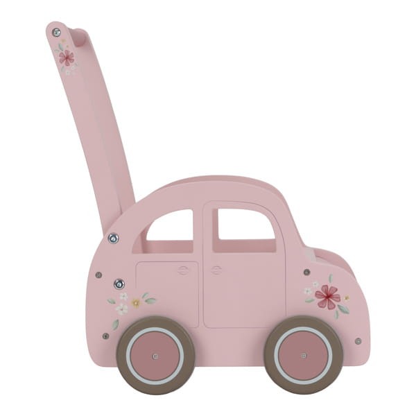 Wózeczek drewniany na zabawki Pink FSC Little Dutch