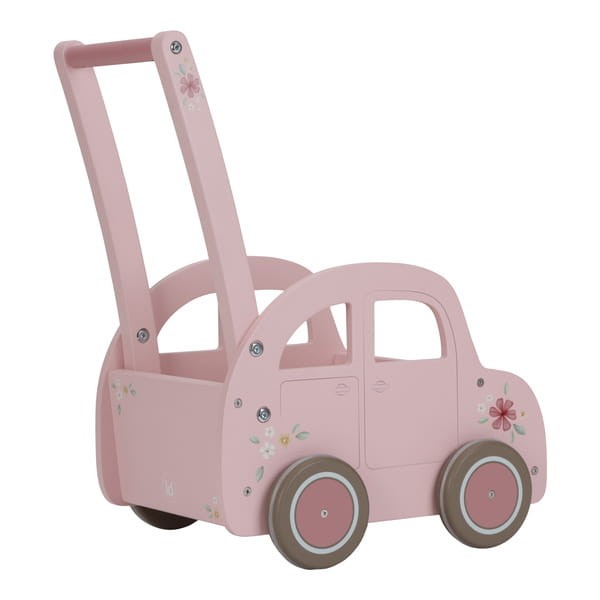 Wózeczek drewniany na zabawki Pink FSC Little Dutch