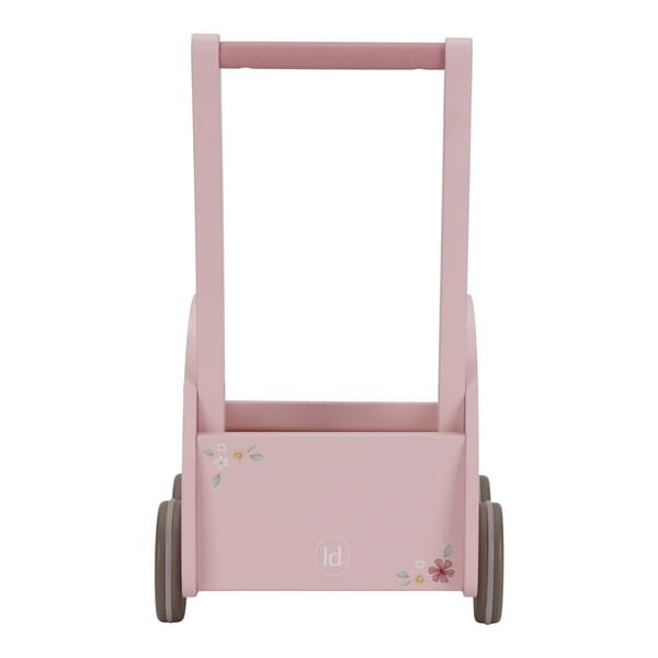 Wózeczek drewniany na zabawki Pink FSC Little Dutch
