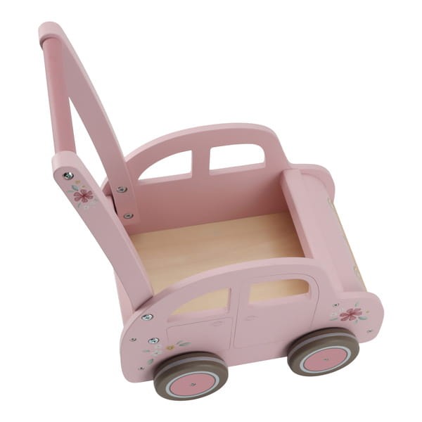 Wózeczek drewniany na zabawki Pink FSC Little Dutch