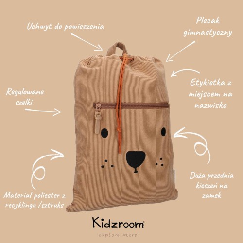 Worek plecak Beary Excited Brown KIDZROOM