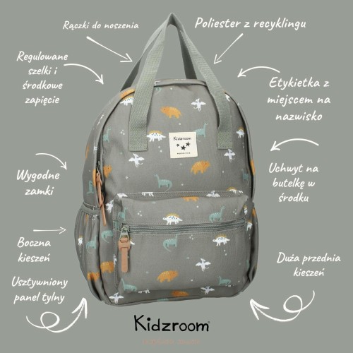 Plecak dla dzieci L Small Dino Green KIDZROOM