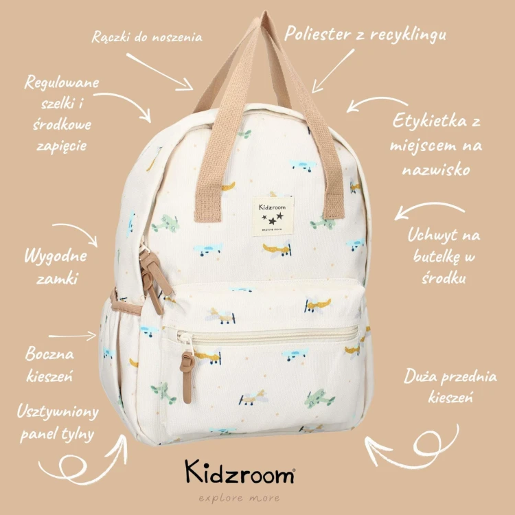 Plecak dla dzieci L Small Aeroplane Beige KIDZROOM